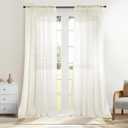 Dreaming Casa Solid Sheer Curtains 96 Inches Long Ivory Rod Pocket Voile Draperies for Bedroom Living Room, 2 Panels, Each 42" W x 96" L