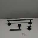 Bathroom Hardware Set SUS 304 Thicken Stainless Steel-Towel Bar Set Include 16" Towel Rod, Toilet Paper Holder, Multifunctional Hooks Bathroom Accessories (Matte Black, 3 Pieces)