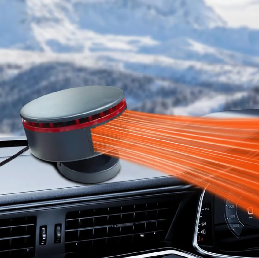 12V Portable Car Heater Fan, 360 Degree Rotation Automobile Windscreen Heater Plug in Cigarette Lighter, 2 in 1 Fast Heating & Cooling Windshield Defrost Defogger for Car Truck SUV (Red