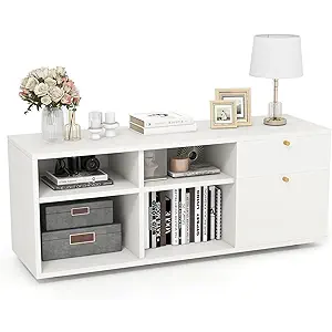 Giantex TV-Stand for Bedroom Entertainment Center - Modern TV Console Cabinet with 2 Drawers, 4 Compartments