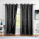 Bujasso Metallic 85% Blackout Curtains Black Room Darkening Curtains 2 Panels Luxury Sparkle Thermal Insulating Light Blocking Window Panels for Living Room Bedroom Grommet Top W52 xL95