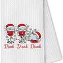 Christmas Wine Kitchen Towels, Funny Wine Gifts Dish Towels Tea Towels for Kitchen, Gifts for Wine Lovers Hand Towels for Bathroom, Wine Gifts for Women Men, Wine Kitchen Decor, 16x24 Inch