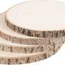 Maputune 4 Pcs 8-9 inches Large Unfinished Wood Slices for Centerpieces, Natural Rustic Wooden Plate for DIY Craft, Round Wood Chips for Table Signage Painting Wedding Party Christmas Decor