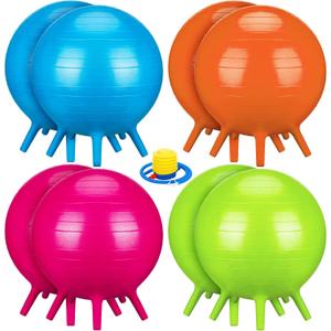 8 Pack Chair Ball with Feet for Kids Classroom Seating Ball Yoga Ball Chair Flexible Balance Chair for School Students Alternative Seating Includes Air Pump (Rose Red, Green, Orange, Blue, 20 Inch)