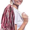 Anderson's Metallic Maroon and White Foil Textured School Spirit Shakers, Cheerleader Pom Poms, Football, Basketball, Homecoming Squad, Team, Party, Dance, Club, Performance, Celebration Pack of 10
