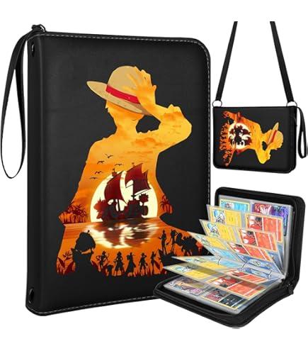 400 Pockets Trading Card Binder for One Piece Cards,Portable Waterproof Card Storage Bag with Removable Sleeves for Anime, Game and TCG Cards