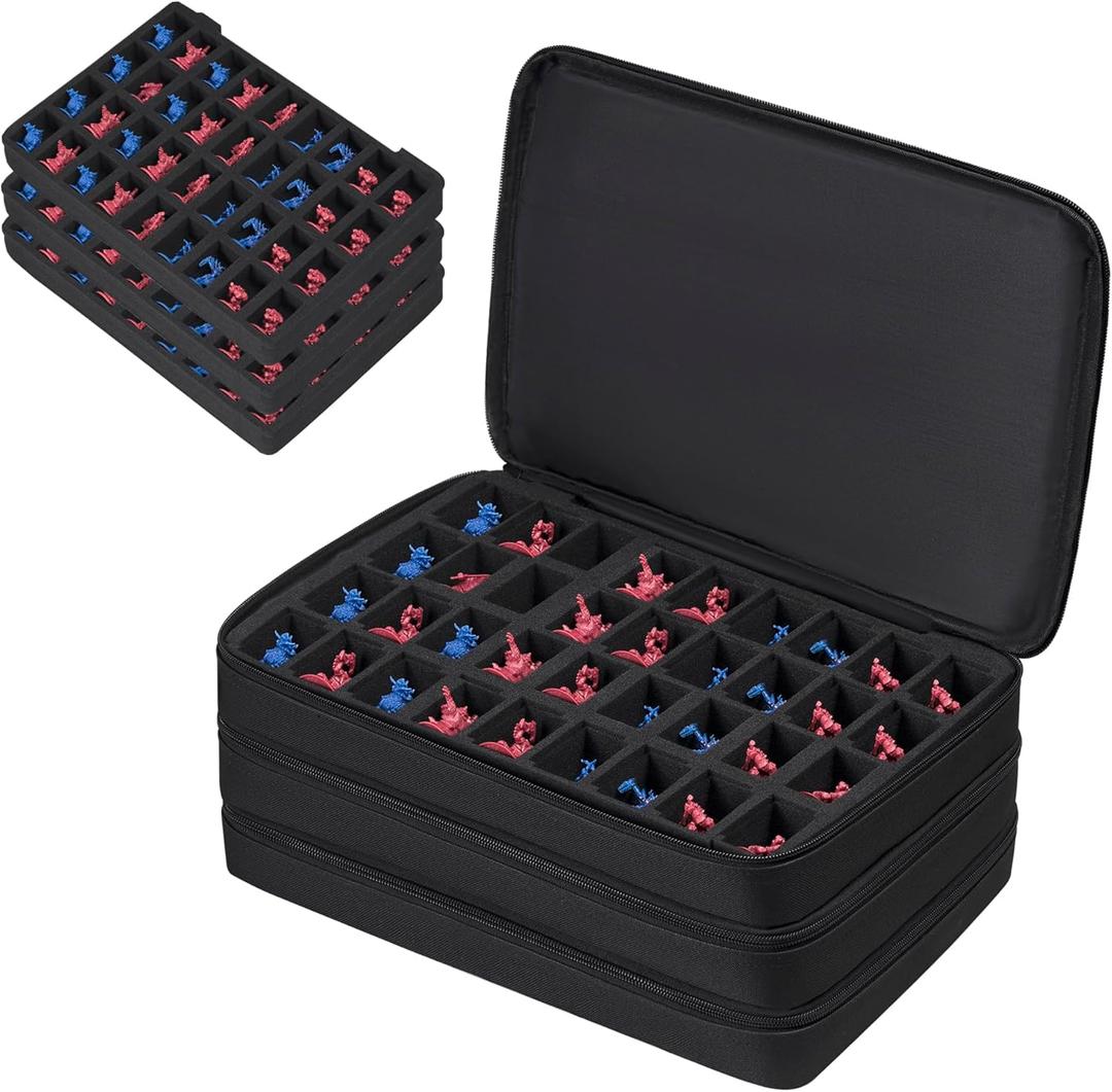 Miniature Storage Carrying Figure Bag -108 Slot Figurine Minature Carrying Case Compatible with D&D and More(Bag Only) (Black)