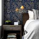 2 x Vinjiasin Peel and Stick Wallpaper Blue and Gold Wallpaper Floral Contact Paper Vintage Removable Self Adhesive Wall Paper for Bathroom Bedroom 17.3"x 78.7"