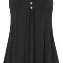 Viracy Women's Summer Button V Neck Pleated Spaghetti Strap Camisole Tank Tops, (XX-Large, 01-black)