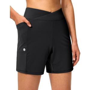 G Gradual Women's Athletic Shorts 6" High Waisted Casual Shorts for Women (Black, XXXL)