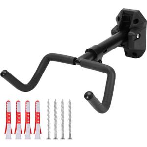 MaxxHaul 51184 Bike Wall Mount Rack 66 lb Capacity Adjustable 14.5 to 18.7 Length Steel & Nylon Indoor Horizontal Bicycle Storage Hanger with Installation Kit