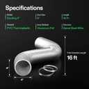 VIVOSUN 4 Inch 16 Feet Non-Insulated Flex Air Aluminum Ducting for HVAC Ventilation with 2 Stainless Steel Clamps