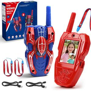 YOTOY Video Walkie Talkies for Kids, Toys for Kids, Boys and Girls Age 3-8, Outdoor Outside Camping Games, with Camera - Rechargeable, Long Range, Birthday Gifts for 3 4 5 6 7 8 Year Old (Spider)