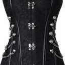 Charmian Women's Spiral Steel Boned Steampunk Gothic Bustier Corset with Chains (X-Large, Black)