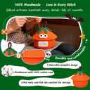 Easter Basket Funny Positive DIY Pumpkin Emotional Crochet Support Gifts Egg Buckets Gifts Tote Bags Egg Hunt Basket for Kids, Boys, Girls, Toddler, Babies, Infant