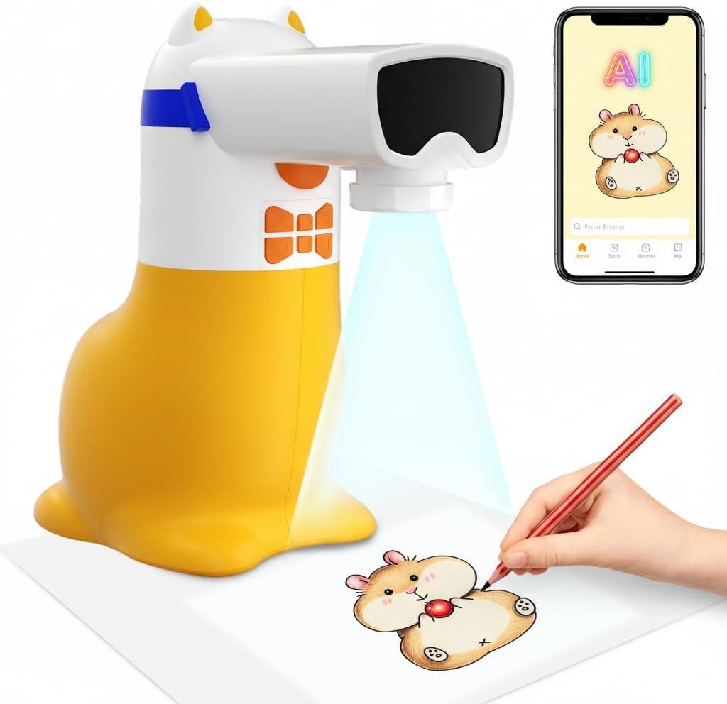 Yoturetoys AI Drawing Projector for Kids, Smart Art Tracing Machine to Inspire Creativity with Voice Learning & Photo-to-Sketch, STEM Educational Toy, Christmas Birthday Gift for Boys Girls Ages 4+