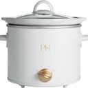 Paris Hilton 3.5-Quart Manual Slow Cooker, Features Three Settings (Low, High, Warm), Naturally Nonstick and Dishwasher Safe Stoneware Insert, Family Sized Capacity, White