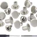 YORANYO 150 Sets 8MM Chicago Screws Leather Rivets for Fabric Chicago Binding Screws Buttons Metal Studs Rivets for Decorate and Repair Belts Bags Shoes Purse Dog Collar Leather Craft (Silver)