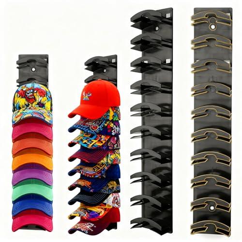 Hat Organizer for Baseball Caps, Holds 20 Hats|Space-Saving Hat Rack for Wall to Organize Collections& Reduce Clutter, Easy Access & Attractive Display, Valentine's Day Gift for Hat Lovers(2 PCS Black)