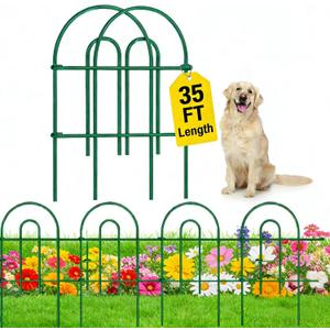 AMAGABELI 25 Panels 24in(H)35ft(L) Decorative Garden Fence No Dig Rustproof Metal Pre-Linking Fence Panels Garden Edging Border Animal Barrier Fencing for Flower Beds Yard Patio Outdoor Decor Green