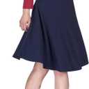 Dani's Choice Impeccable Elastic High Waist A-line Full Flared Swing Skater Knee Length Skirt (Blue, XL)