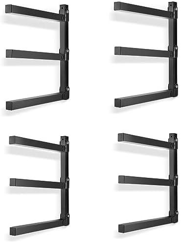 Ultrawall Wall Mount Wood Organizer and Lumber Storage Metal Rack for bathroom , Shed, Workshop, Garage with 3-Level (Black-4 Pack)