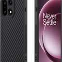 for OnePlus 15 5G Case: Slim Thin Carbon Fiber Classic Design PU Leather Covered Soft Hybrid Bumper Lightweight Anti Fingerprint Shockproof Protective Cell Phone Cover 1+ 15 (Black)