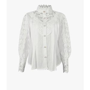 Trendy Women's Casual Shirt with Lace Detailing for Autumn and Winter Fashion Long Sleeve Blouse Perfect , Size XXL