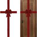 Meseey Large Burlap Ribbon Bow Black and Red Buffalo Plaid Big Bows for Christmas Tree Fireplace Home Cabinet Gate Front Door Party Decoration