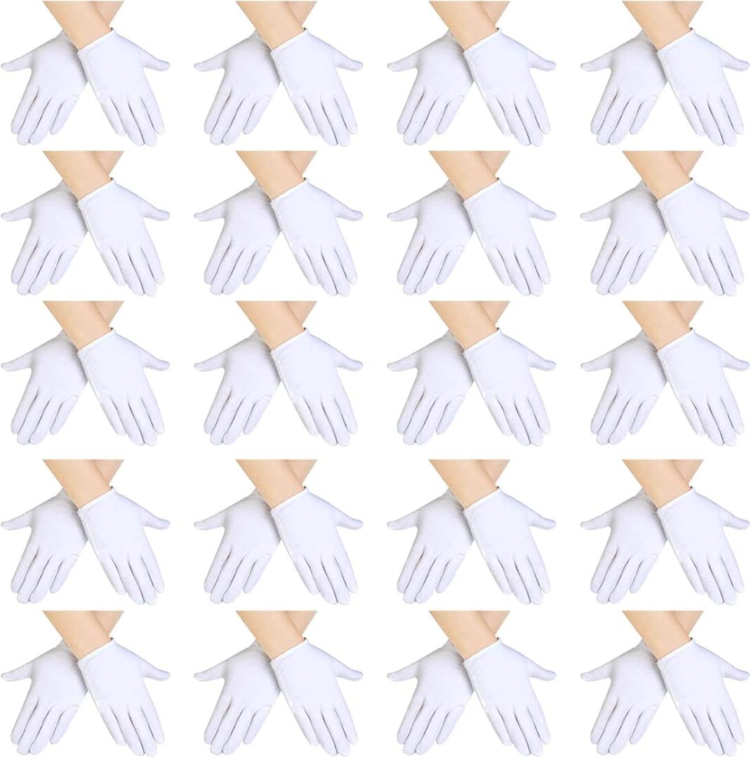 SATINIOR 20 Pairs White Gloves Kids Cosplay Costume Cotton Girls Boys Wrist Formal for Halloween Party (6-10 Years)