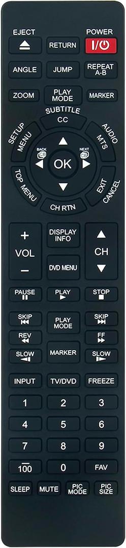 CT-8021 Replace Remote Control Compatible with Toshiba LCD TV/DVD Combo 19SLV411U 24SLV411U 32SLV411U