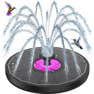 SZMP Powerful 3.5W Anti-Drift Solar Fountain for Bird Bath, Solar Powered Water Pump with 7 Nozzles, Bird Bath Fountain for Garden, Pool, Pond  Attracts Hummingbirds (Black)