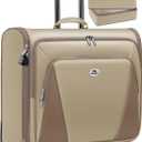 MATEIN Garment Bag with Wheels, Large Wheeled Garment Bags for Hanging Clothes with 2 Packing Cubes, Foldable Softside Travel Suit Carrier for Women, Business Suitcase Luggage Fits 17" Laptop, Khaki