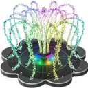 SZMP Solar Fountain 3.5W Bird Bath Fountains with Upgraded Flower, 7 Nozzle & 4 Fixer, Solar Fountain Pump for Bird Bath, Pool, Garden, Pond, Outdoor (Colourful Lights)
