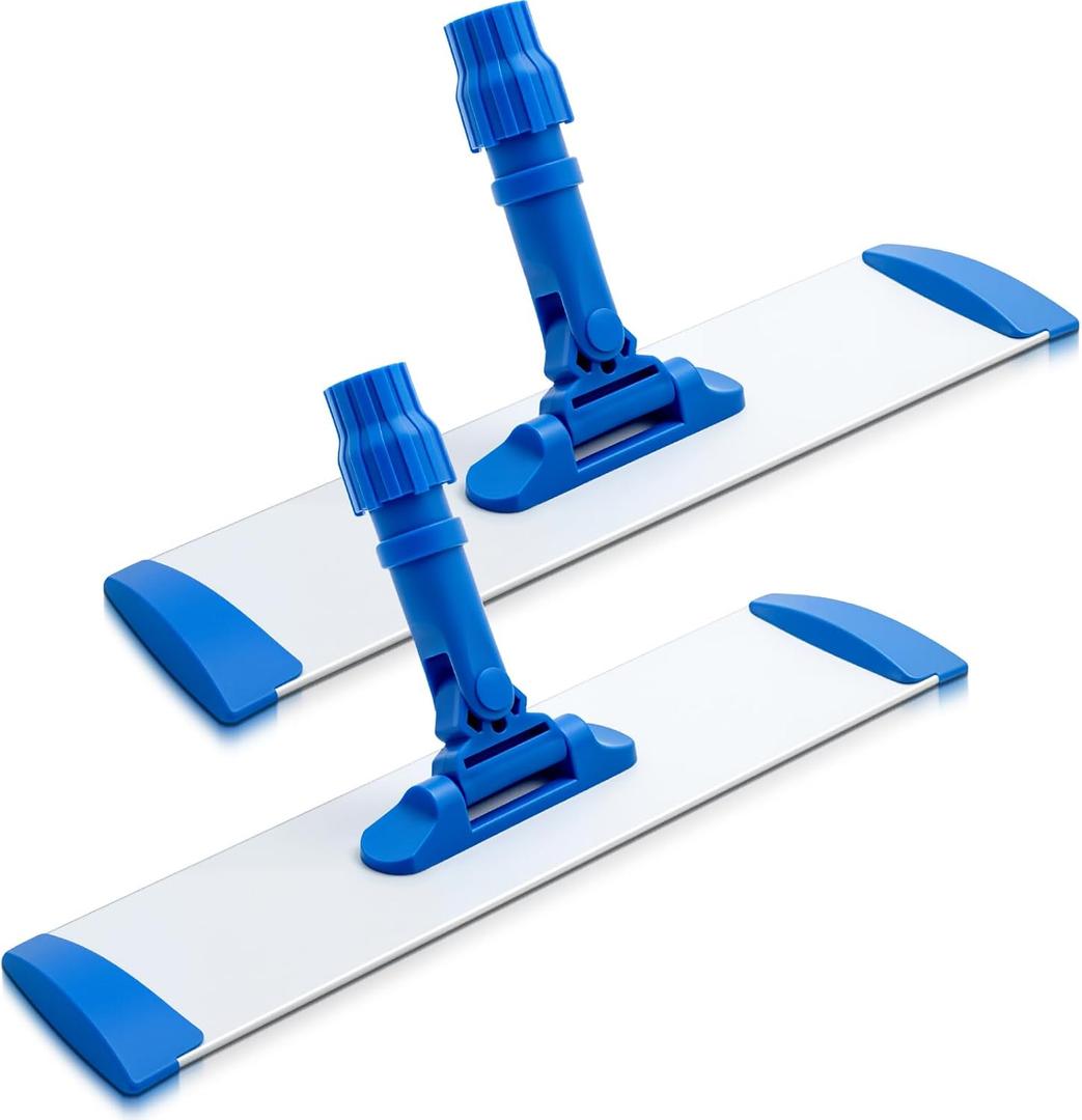 Pelopy 2 Pcs Aluminium Flat Mop Head 16'' Long Flat Mop Plate Frame Head Replacement with 360 Swivel Hook and Loop Fastening for Cleaning Hard Floors, Tiles, Wooden Floors, Marble