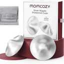 Momcozy 999 Silver Nursing Cups, Hole-Free Design, 999 Silver Nipple Shields, Breastfeeding Essentials, Silver Nipple Shields for Breastfeeding Newborns, Metal Nipple Shields, Regular Size