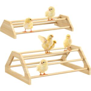 Pawaboo Chick Perch, 2 Pack Wooden Chicken Roosting Bars, Large & Small 2 Sizes Chick Perches Toy for Coop and Brooder, Chicken Roosts and Perches Stand for Chicks Ducklings Quails