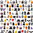 Leitee 100 Pcs Halloween Mini Resin Figures 50 Styles Halloween Miniatures Tiny Resin Figurines Little Small Figures to Hide Pumpkin Ghost Skull Miniatures Bulk for Party Favors Fillers Dollhouse