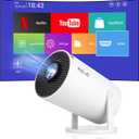 2025 Upgraded HY300 PRO+ Mini Portable Projector,Smart Projector with Android 11.0, 200 ANSI Lumens, Short Focus, WiFi6 + BT5.0, Support 4K 1080P Decoding, for Outdoor Camping,Home Theater