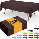 Smiry Disposable Table Cloth - 6 Pack, 54 x 108 Inch Waterproof Rectangle Tablecloths for Parties, Decorative Plastic Table Cover, Leakproof & Sturdy, Coffee