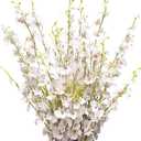 White Silk Flowers in Bulk Wholesale Artificial Orchids, 12 Pcs (Each 38.5), for Wedding Festive Party Home Office Decoration, No Include Vase