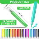 24 Pcs Suncatcher Paint Pens, Stained Glass Sun Catcher Pens 24 Colors 10ML Each, Suncatcher Kit Glass Paint Window Art Pen Crafts for Gift DIY Party Activity Supplies