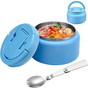 BABHAMNESS 26oz Soup Thermo for Hot Food Kids Insulated Vacuum Food Jar with Buckle Lid,Wide Mouth Leakproof Stainless Steel Lunch Container Blue