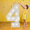 3FT Marquee Numbers, Warm White Light Up Number 4 with Display Board, Balloon Kit Decorations, DIY Pre-Cut Frames for Party, 4th Birthday, Anniversary Decor, 40th Memorable Milestones