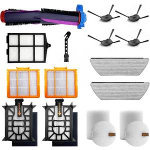 15 Pcs Replacement Part for Shark RV2920XE Robot Vacuum Cleaner.1 Brushroll, 2 filter cotton, 2 Black filter, 2 Orange filter, 1 filter Mesh, 2 Mop Pads, 4 Side Brushes, 1 Cleaning Brush.