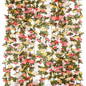 Miracliy 9Pcs 74FT Flower Garland Artificial Rose Arch Vines Fake Spring Floral Garland for Flower Wall Backdrop Wedding Mothers Day Garden Tea Party Decoration