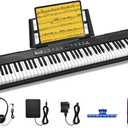 88 Key Digital Piano, Semi Weighted Electronic Keyboard Piano with Music Stand, Power Supply, Sustain Pedal, Bluetooth, MIDI, for Beginner Professional at Home, Stage (Black)