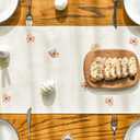 Artoid Mode Rabbit Bunny Eggs Flowers Basket 210 GSM Easter Table Runner, Seasonal Spring Kitchen Dining Table Decoration for Home Party Decor 13x120 Inch (Beige)