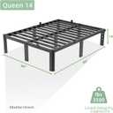 Queen Size Bed Frame, 14 Inch Heavy Duty Metal Platform Bed Frame, Noise Free Steel Mattress Foundation, No Box Spring Needed, Spacious Under Bed Space