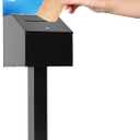 Lockable Iron Suggestion Box  Mobile ballot box with 4 Wheels and 2 Brake Wheels, Raffle Box with Sign Holder Display Stand